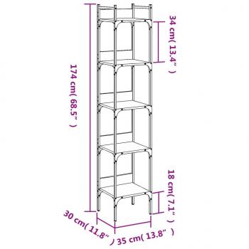 Bücherregal 5 Böden Räuchereiche 35x30x174 cm Holzwerkstoff