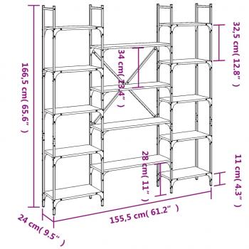 Bücherregal Schwarz 155,5x24x166,5 cm Holzwerkstoff