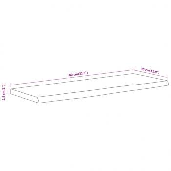 Wandregal 80x30x2,5 cm Rechteckig Massivholz Akazie Baumkante