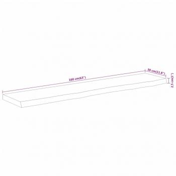 Tischplatte 160x30x2,5cm Rechteckig Massivholz Akazie Baumkante