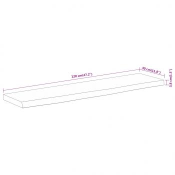 Wandregal 120x30x3,8 cm Rechteckig Massivholz Akazie Baumkante