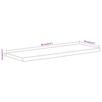 Wandregal 80x30x3,8 cm Rechteckig Massivholz Akazie Baumkante