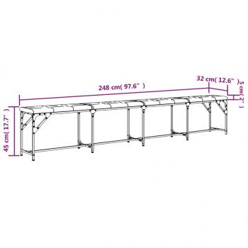 Essbank Dunkelgrau 248x32x45 cm Stahl und Stoff