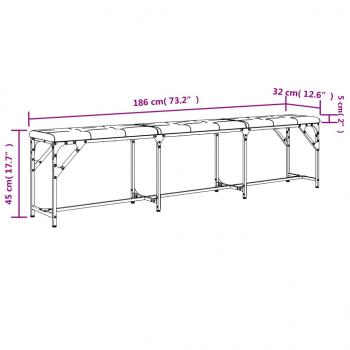 Essbank Schwarz 186x32x45 cm Stahl und Kunstleder