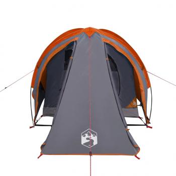 Kuppel-Campingzelt 2 Personen Grau und Orange Wasserdicht