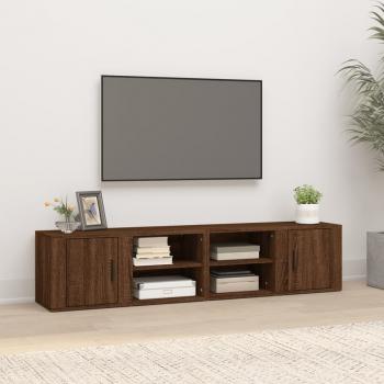 ARDEBO.de - TV-Schränke 2 Stk. Braun Eiche 80x31,5x36 cm Holzwerkstoff