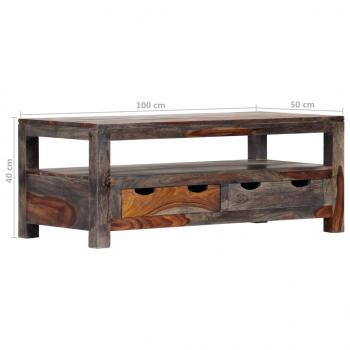 Couchtisch Grau 100×50×40 cm Massivholz