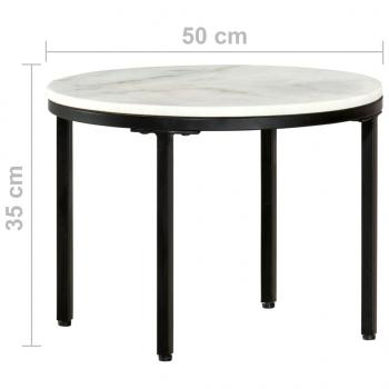 Couchtisch Weiß und Schwarz Ø50 cm Echter Marmor 