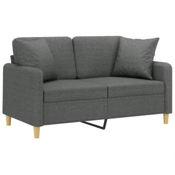 2-Sitzer-Sofa mit Zierkissen Dunkelgrau 120 cm Stoff