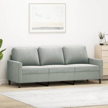 ARDEBO.de - 3-Sitzer-Sofa Hellgrau 180 cm Samt