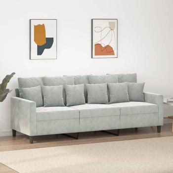 ARDEBO.de - 3-Sitzer-Sofa Hellgrau 180 cm Samt