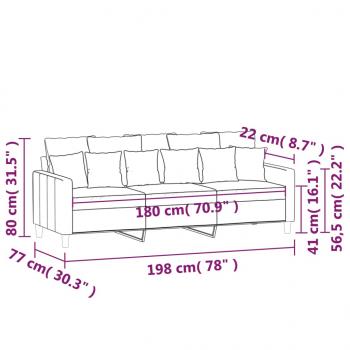 3-Sitzer-Sofa Hellgrau 180 cm Samt