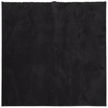 Teppich HUARTE Kurzflor Weich und Waschbar Schwarz 120x120 cm