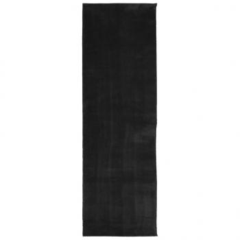 Teppich HUARTE Kurzflor Weich und Waschbar Schwarz 80x250 cm