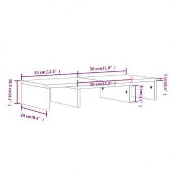 Monitorständer Weiß 60x24x10,5 cm Massivholz Kiefer