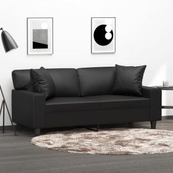 ARDEBO.de - 2-Sitzer-Sofa mit Zierkissen Schwarz 140 cm Kunstleder