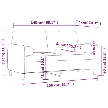 2-Sitzer-Sofa mit Zierkissen Hellgrau 140 cm Samt