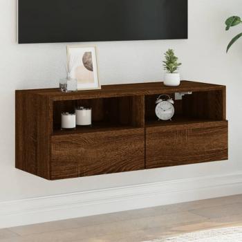 ARDEBO.de - TV-Wandschrank Braun Eiche-Optik 80x30x30 cm Holzwerkstoff