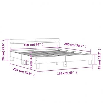 Bettgestell mit Kopfteil Grau Sonoma 160x200 cm Holzwerkstoff