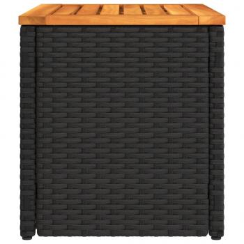 Garten-Beistelltische 2 Stk Schwarz 55x34x37cm Poly Rattan Holz