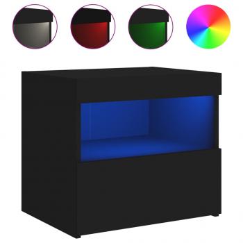 Nachttische mit LED-Leuchten 2 Stk. Schwarz 50x40x45 cm