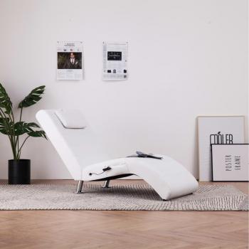 ARDEBO.de - Massage-Chaiselongue mit Kissen Weiß Kunstleder