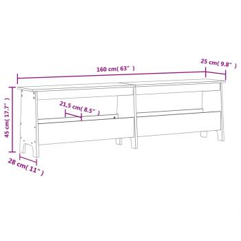 Flurbank Wachsbraun 160x28x45 cm Massivholz Kiefer