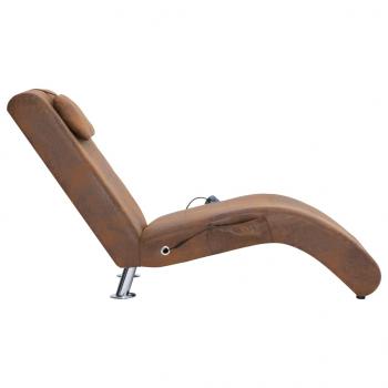 Massage Chaiselongue mit Kissen Braun Wildleder-Optik