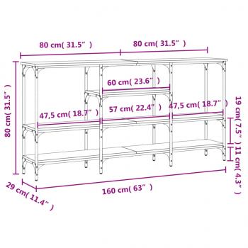 Konsolentisch Schwarz 160x29x80 cm Holzwerkstoff