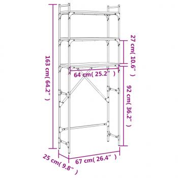 Waschmaschinenregal Schwarz 67x25x163 cm Holzwerkstoff