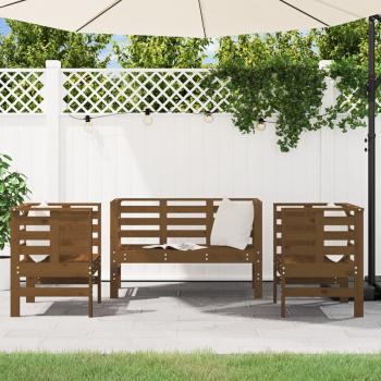 3-tlg. Garten-Lounge-Set Honigbraun Massivholz Kiefer