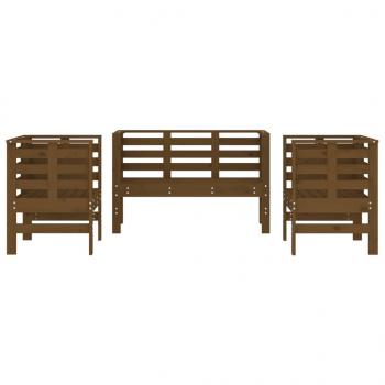 3-tlg. Garten-Lounge-Set Honigbraun Massivholz Kiefer