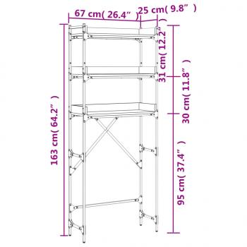 Waschmaschinenregal Grau Sonoma 67x25x163 cm Holzwerkstoff