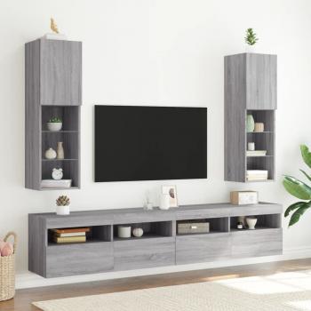 ARDEBO.de - TV-Schränke mit LED-Leuchten 2 Stk. Grau Sonoma 30,5x30x102 cm