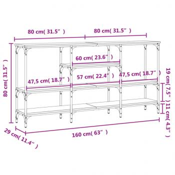 Konsolentisch Grau Sonoma 160x29x80 cm Holzwerkstoff