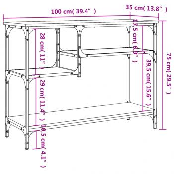 Konsolentisch mit Ablagen Räuchereiche 100x35x75 cm