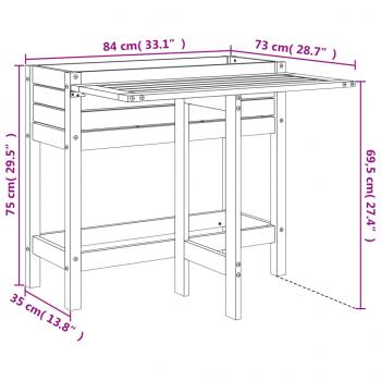 Pflanzkübel mit Klapptisch Massivholz Kiefer