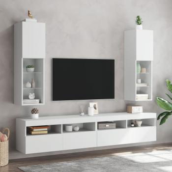 ARDEBO.de - TV-Schränke mit LED-Leuchten 2 Stk. Weiß 30,5x30x102 cm