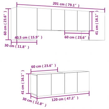 6-tlg. Wohnwand Grau Sonoma Holzwerkstoff