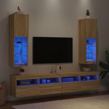 TV-Schränke mit LED-Leuchten 2 Stk. Sonoma-Eiche 30,5x30x102 cm