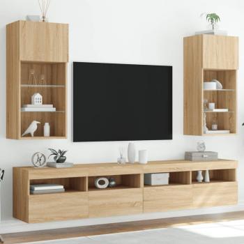 ARDEBO.de - TV-Schränke mit LED-Leuchten 2 Stk. Sonoma-Eiche 40,5x30x90 cm