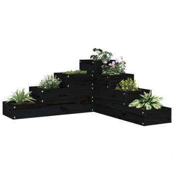 ARDEBO.de - Pflanzentreppe 4 Stufen 80,5x79x36 cm Schwarz Massivholz Kiefer