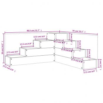 Pflanzentreppe 4 Stufen 80,5x79x36 cm Schwarz Massivholz Kiefer