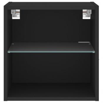 Wand-Nachttische mit LED-Leuchten 2 Stk. Schwarz