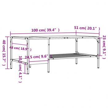 Couchtisch mit Regal Grau Sonoma 100x51x40 cm Holzwerkstoff