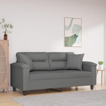 ARDEBO.de - 2-Sitzer-Sofa mit Kissen Dunkelgrau 140 cm Mikrofasergewebe