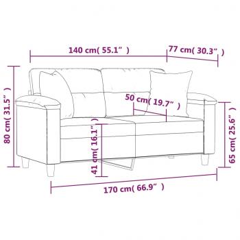 2-Sitzer-Sofa mit Kissen Dunkelgrau 140 cm Mikrofasergewebe