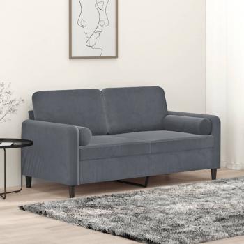 ARDEBO.de - 2-Sitzer-Sofa mit Zierkissen Dunkelgrau 140 cm Samt