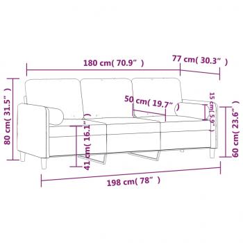 3-Sitzer-Sofa mit Zierkissen Hellgrau 180 cm Samt