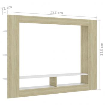 TV-Schrank Weiß und Sonoma-Eiche 152x22x113 cm Holzwerkstoff